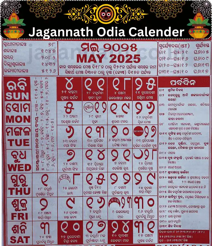 Shree-Jagannath-Odia-Calendar-2025-May-Month